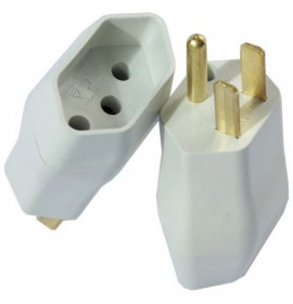 Plug adaptador reverso pino chato 2P+T - 15A/250V